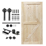 Paneled Wood Unfinished Barn Door With Installation Hardware Kit Big Wheel 